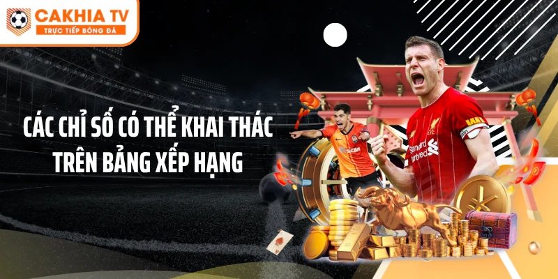 Các chỉ số có thể khai thác trên bảng xếp hạng